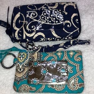 Vera Bradley 2 pieces Blue Wristlet wallet and teal key card holder